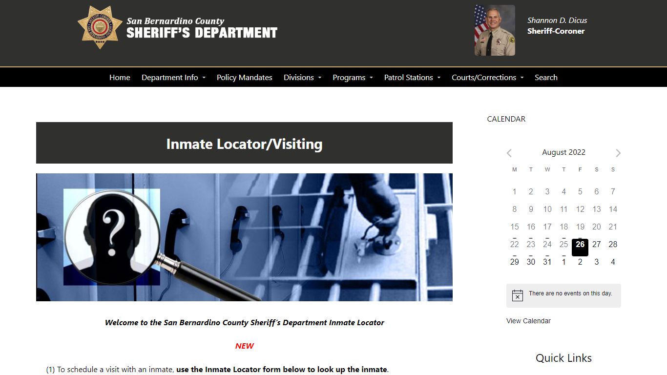 Inmate Locator – San Bernardino County Sheriff's Department